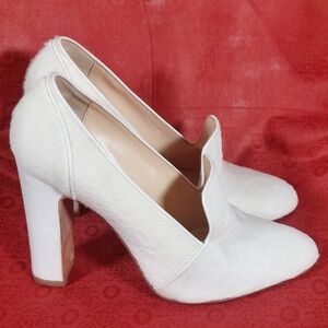 Bionda Castana white calf-hair loafer pumps, EU40, EUC